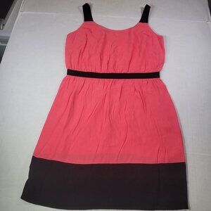 Ann Taylor Loft Coral & Black Sleeveless Dress Size 6 Polyester Blend